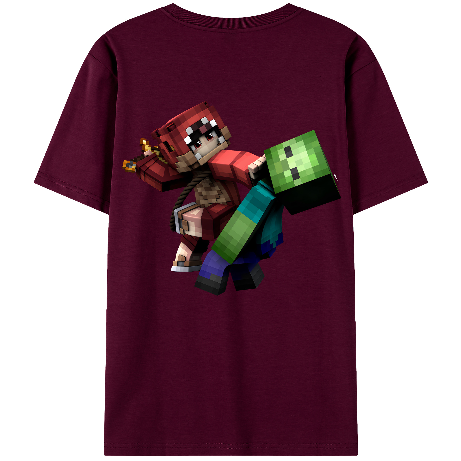 （画像用） マインクラフト ブロックの世界 Minecraft MC Block world レディース半袖Tシャツ(バックプリント)